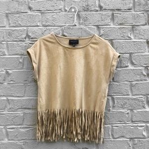 ROMEO & JULIET COUTURE tan fringe shirt